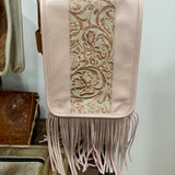 Tooled Leather Fringe Crossbody