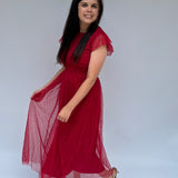 Red Polka Dot Chiffon Dress