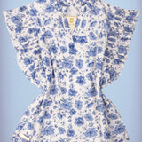 blue and white floral blouse