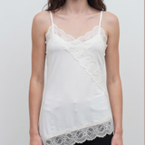 Diagonal Lace Trim Knit Cami Top