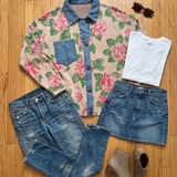 Flower and Denim Cardigan