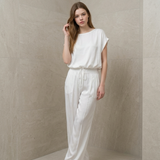 White Crop Drawstring Top