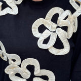 Black Sweater with Cream 3D Floral