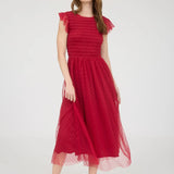 Red Polka Dot Chiffon Dress