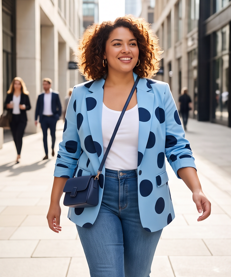Plus Blue Polka Dot Blazer