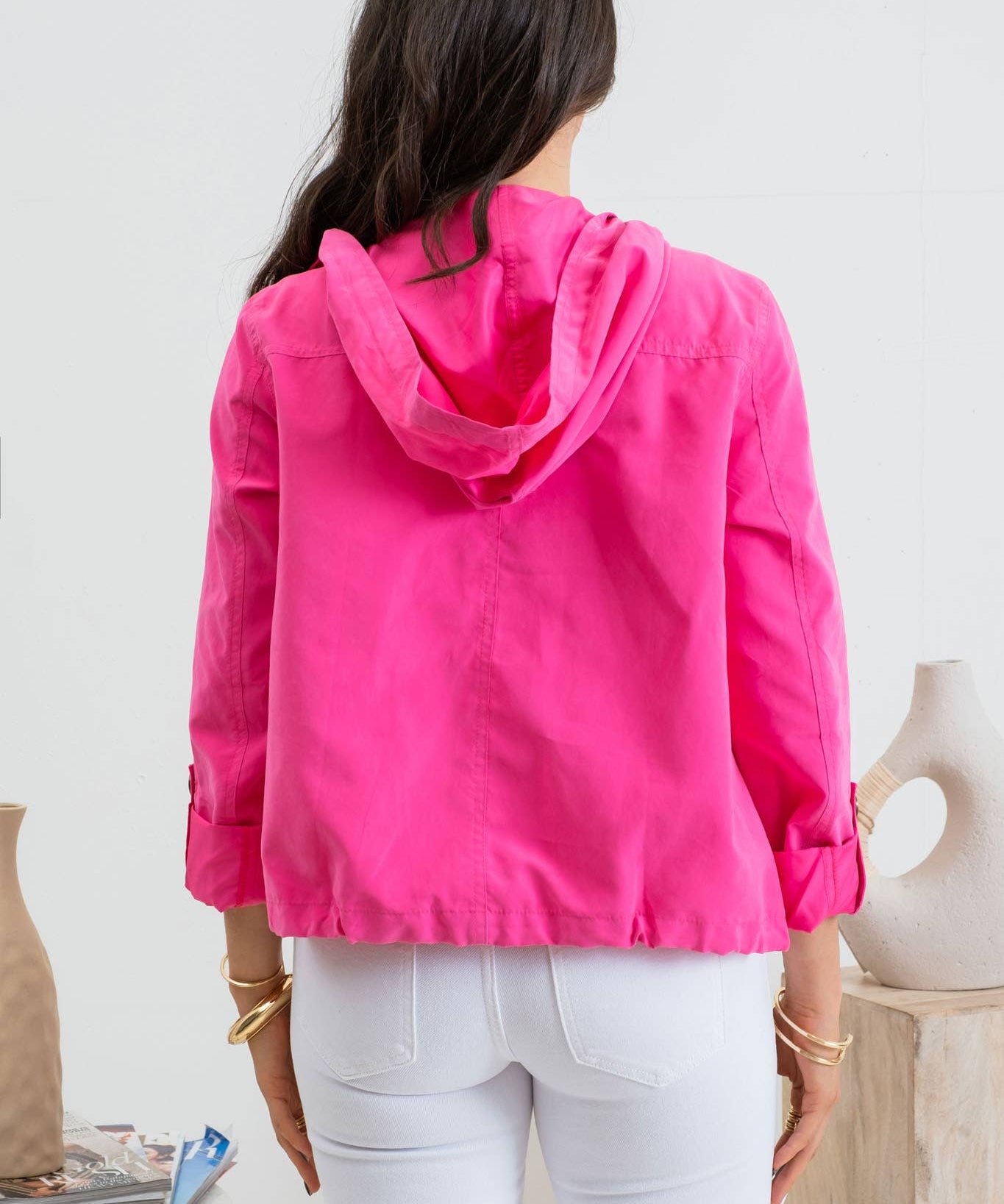 PLUS SNAP BUTTON ZIP UP HOODED JACKET