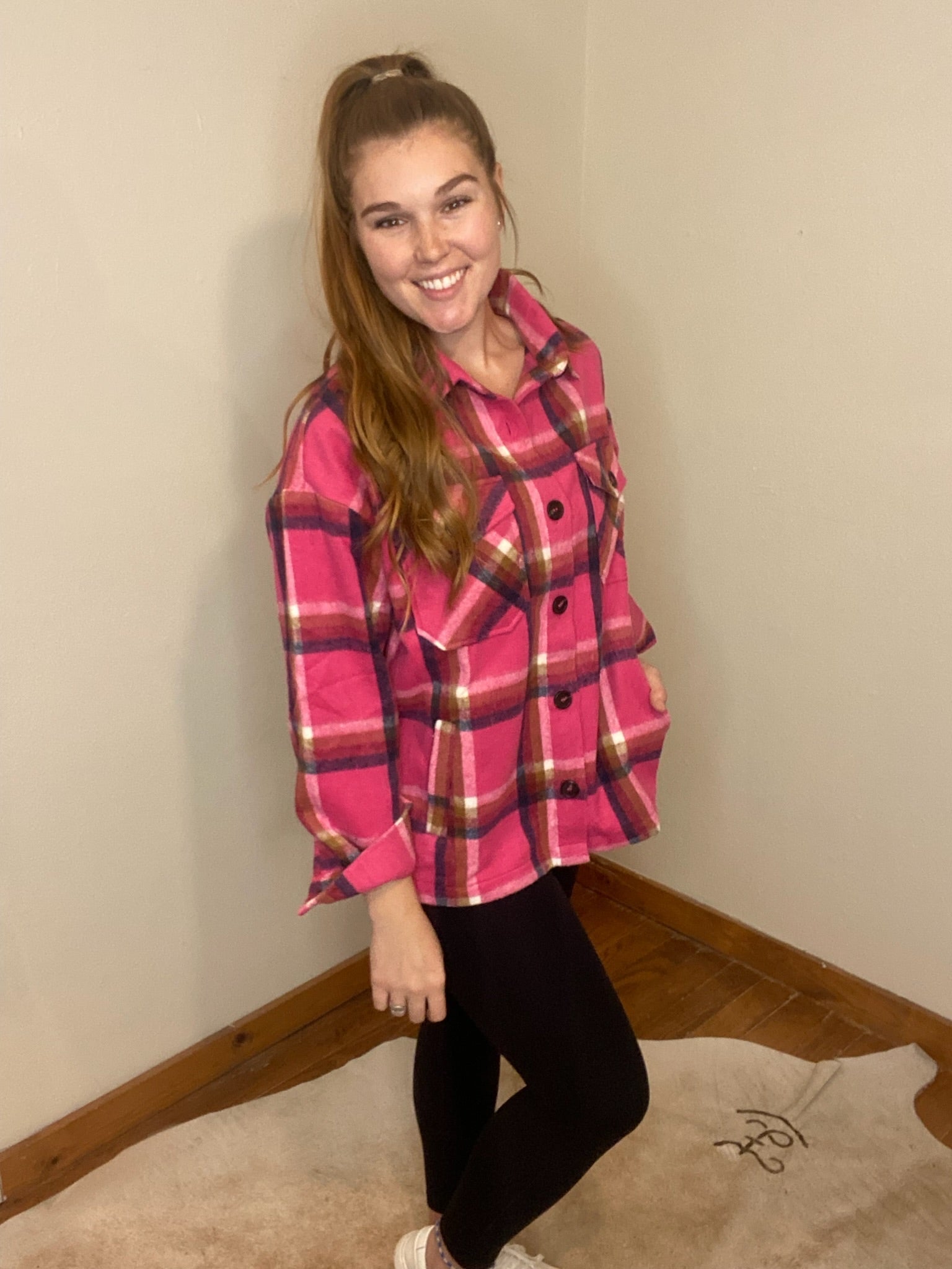 The YARN DYED PLAID SHACKET WITH POCKETS