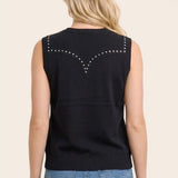 Stud Trim Western Sweater Vest