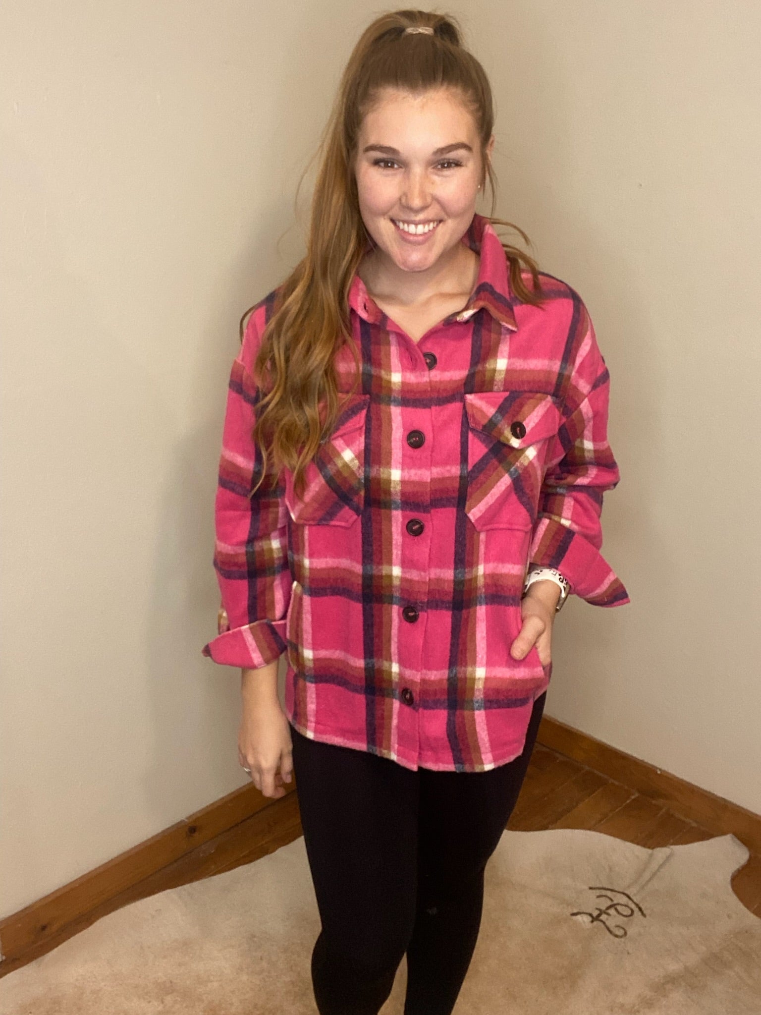 The YARN DYED PLAID SHACKET WITH POCKETS