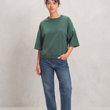Dk Green Washed Crew Short Sleeve Top