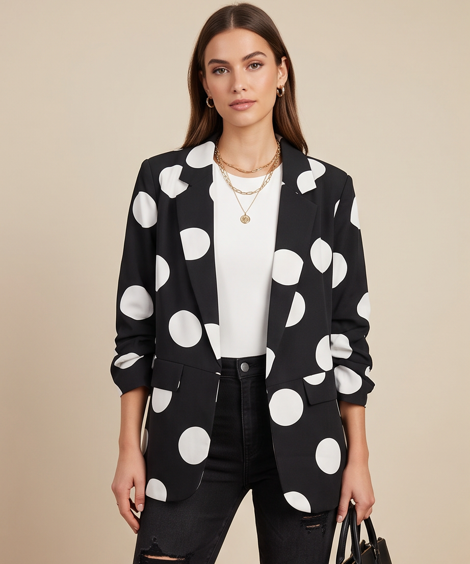 Polka Dot Cropped Blazer