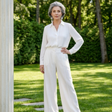 Linen Like White Pleated Pant