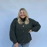 Button Up Cardigan with Gold Accent