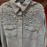 Snazzy Button Up Pearl Shirt Jacket