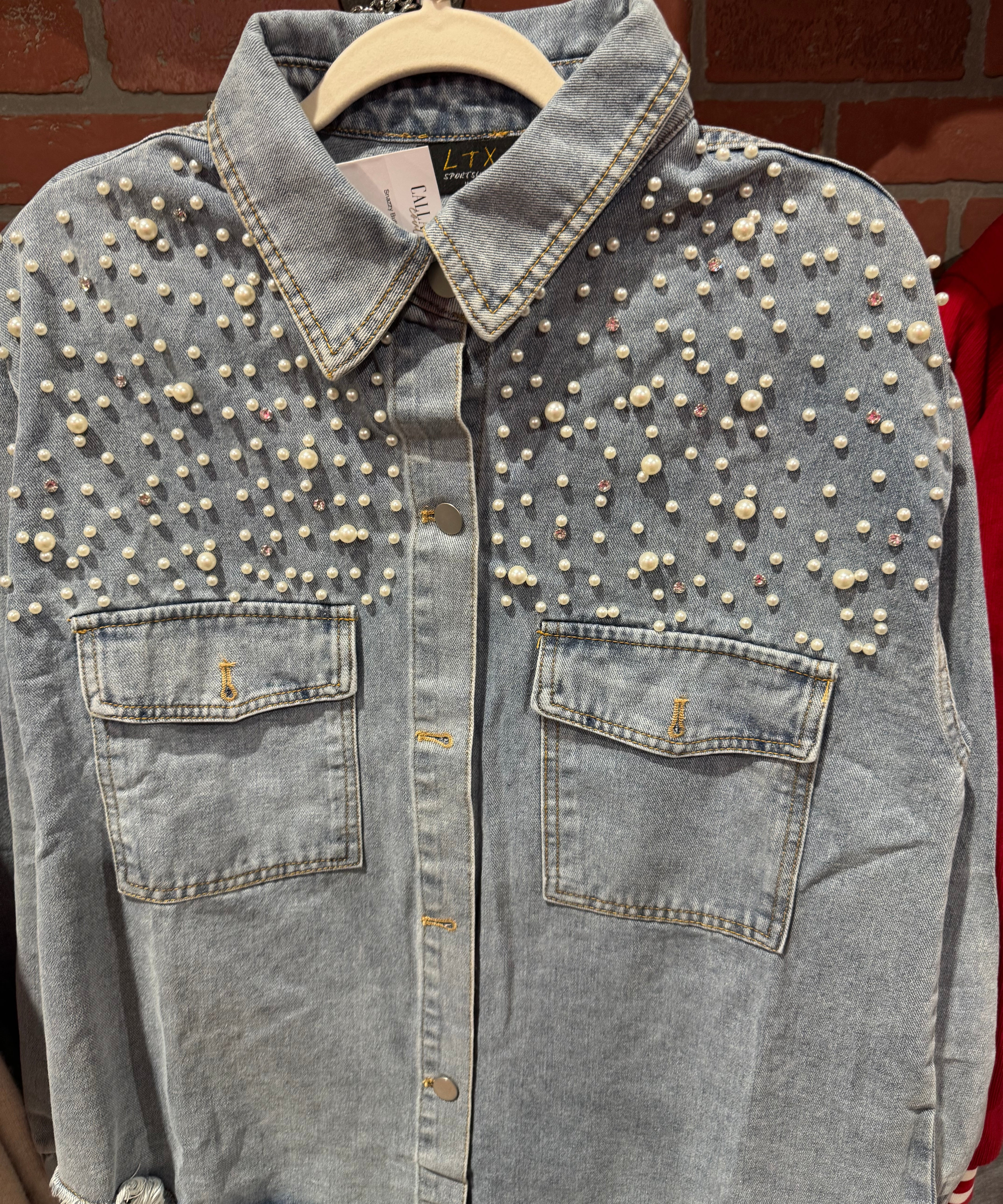Snazzy Button Up Pearl Shirt Jacket