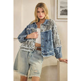 WASHED LEOPARD CONTRAST DENIM JACKET