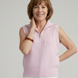 Quarter Zip Sleeveless Sweater Top