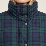 Plaid Snap Front Mock Neck Puffer Jacket