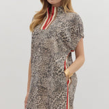 Leopard Dress with Red Trim