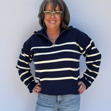 Striped Half Zip Sweater