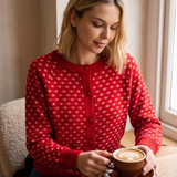 Textured Balloon Sleeve Button-Down Cardigan