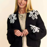 Applique Bulky Cardigan - Curvy
