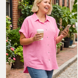 Curvy SS Button Up Airflow Top