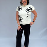 Mock Neck Contrast Trim and Floral