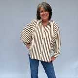Three Quarter Sleeve Stripe Top