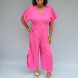 Knit short sleeve jumpsuit