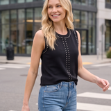 Stud Trim Western Sweater Vest
