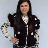 Crochet Floral Button Up Sweater