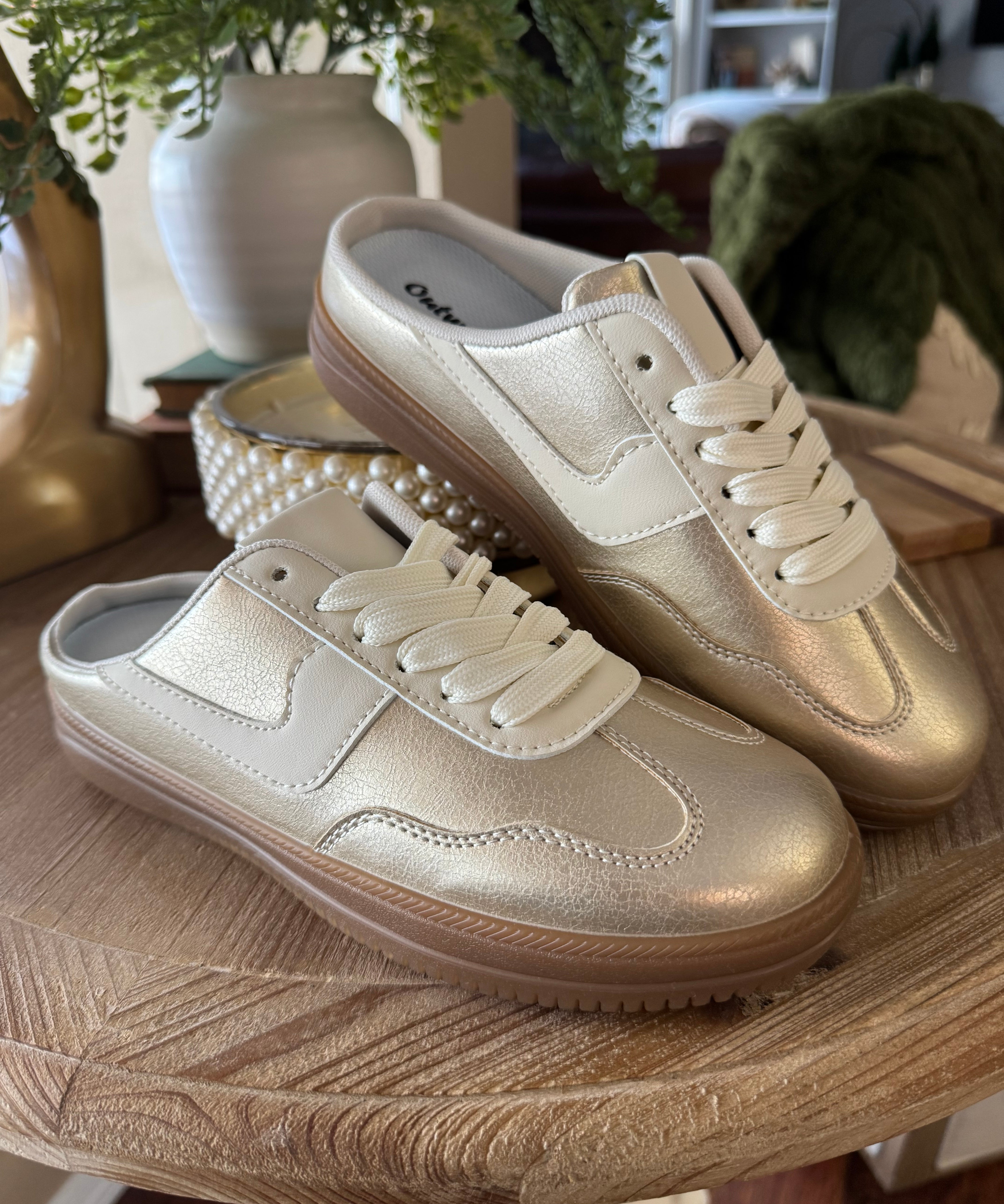 Gold Disco Slide Tennis Shoe
