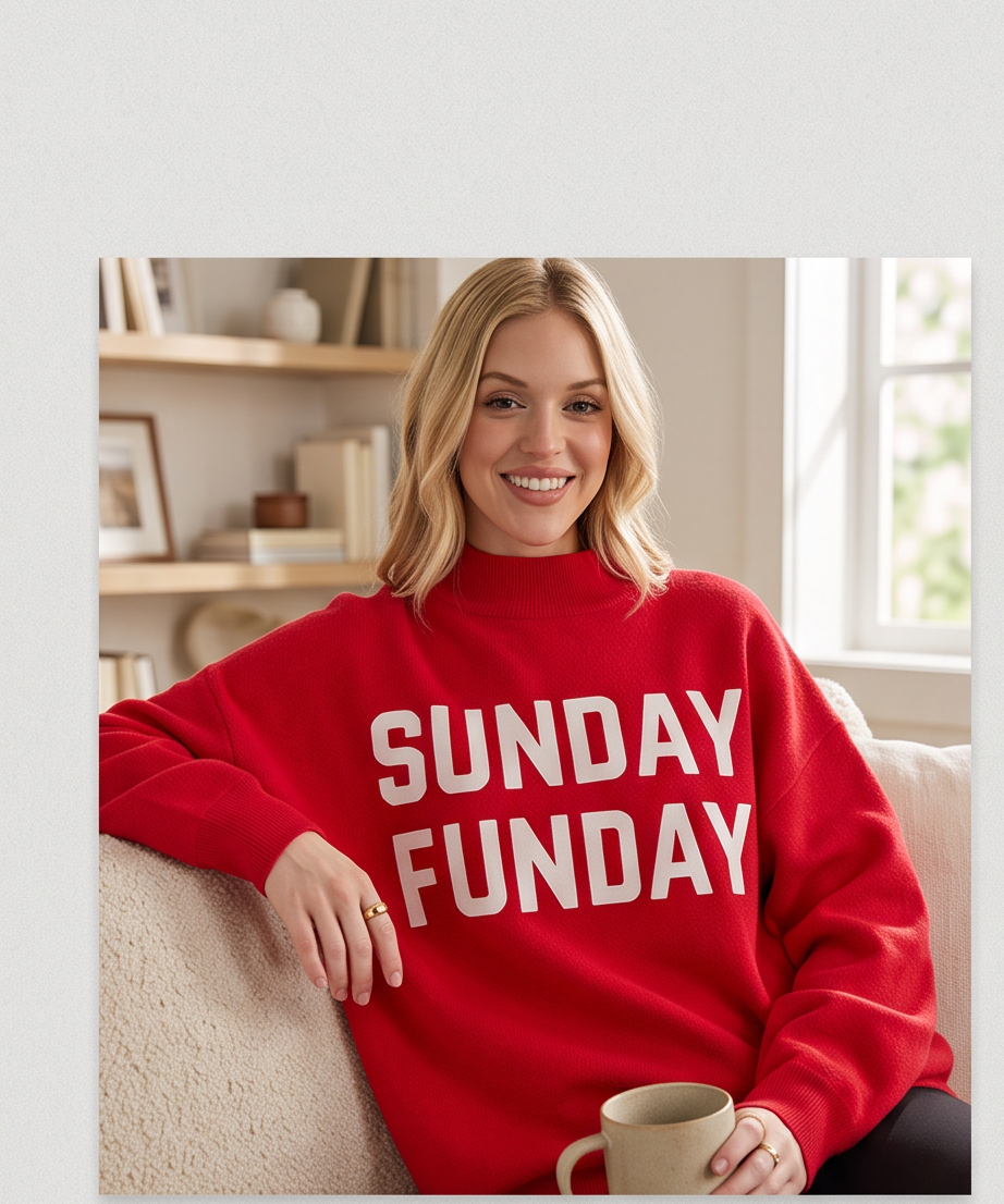 Red Reversible Sweatshirt Game Day to Sunday Funday