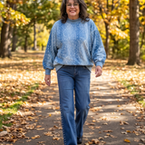 Blue Bambi Mock Neck Top