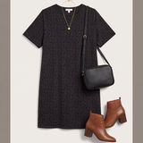 Plus Size Short Sleeve Animal Print Knit Dress with Pockets