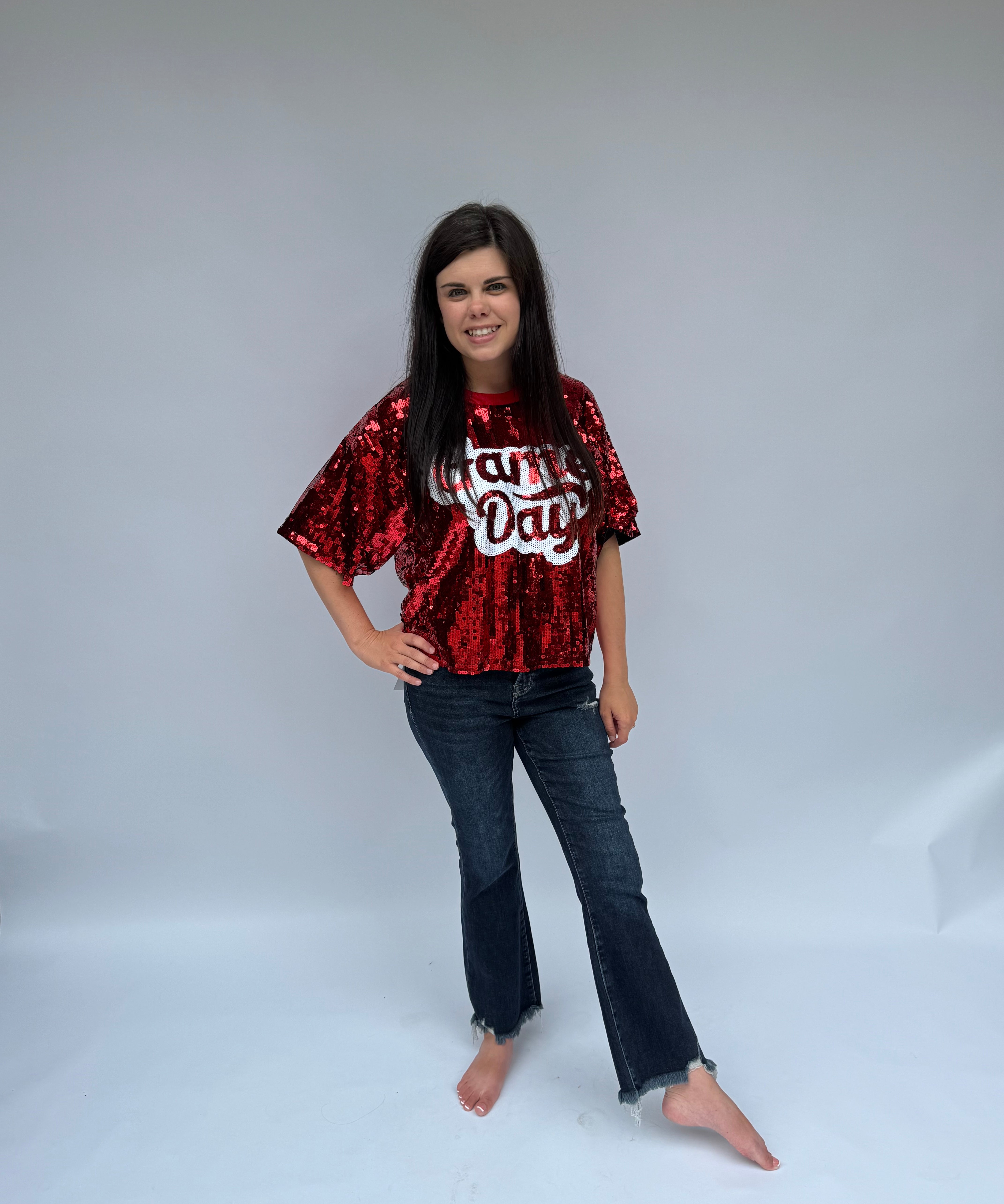 Sequin Game Day Top