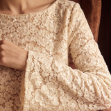 Sequin Lace Cropped Bell Sleeve Top