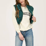 CROPPED ZIP UP CARGO PUFFER VEST