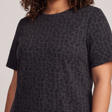 Plus Size Short Sleeve Animal Print Knit Dress with Pockets