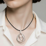 Sculptural Silver Loop Pendant Necklace