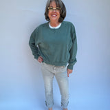 Oversized Crew Neck Sweatshirt with Raw Hem