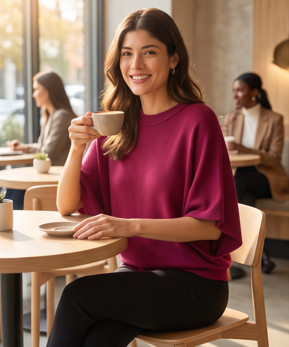 Burgandy Short Sleeve Light Sweater