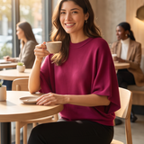 Burgandy Short Sleeve Light Sweater
