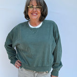 Oversized Crew Neck Sweatshirt with Raw Hem