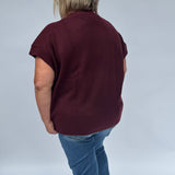 Curvy Short Sleeve Vneck Sweater Top