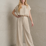 Taupe Crop Drawstring Top