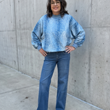 Blue Bambi Mock Neck Top