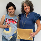 Blue woven purse