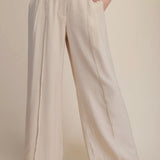 Linen Like Taupe Pleated Pant